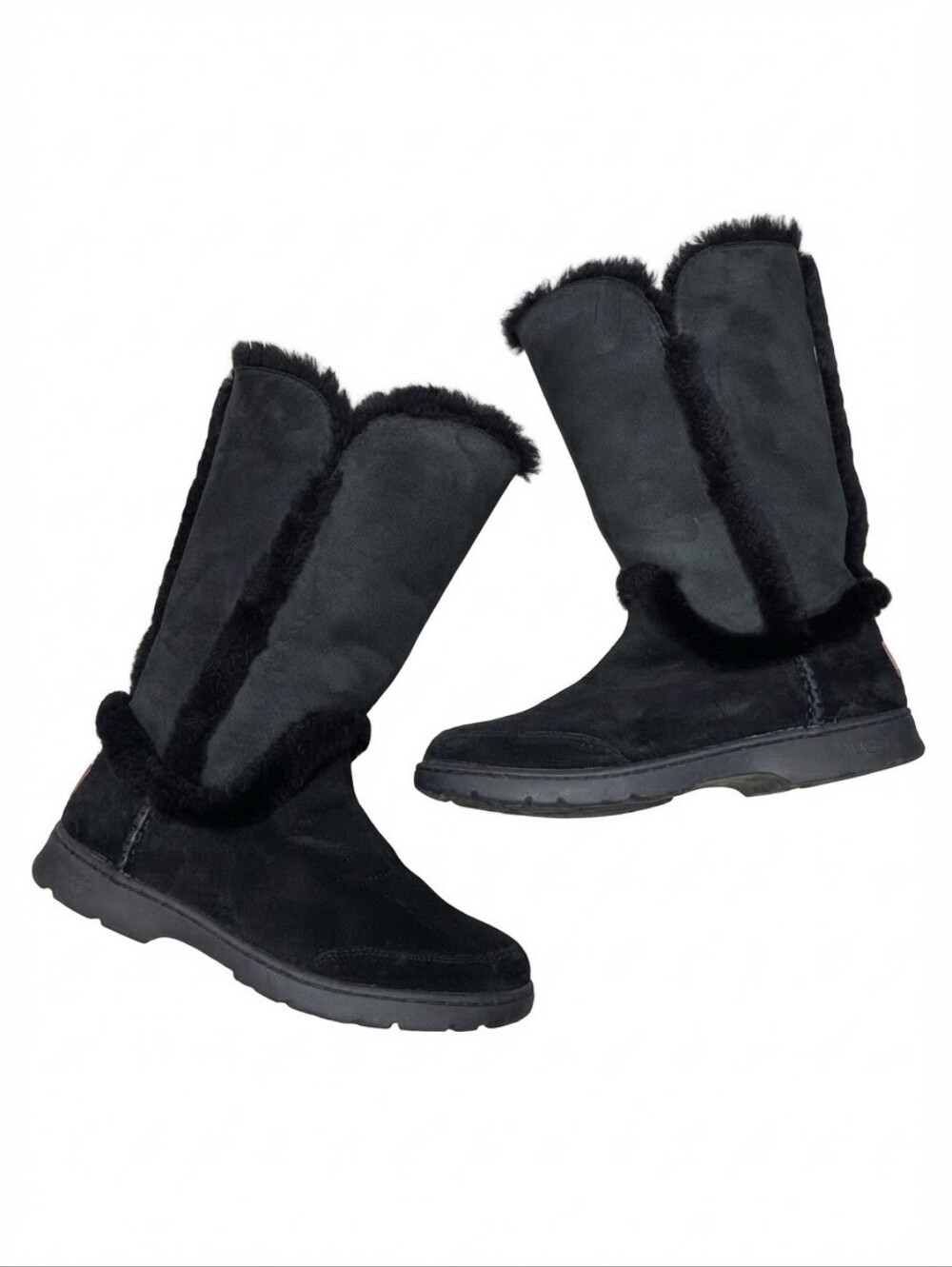 UGG Katia Waterproof Suede Tall Black Wool Lining Black Winter Snow Boots Sz 11